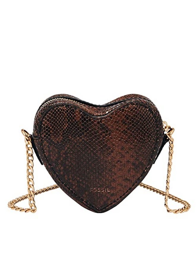 FOSSIL Women'S Heart Embossed Leather Crossbody Micro Bag Dark Python (Model: Sl8263703)  - Image 3