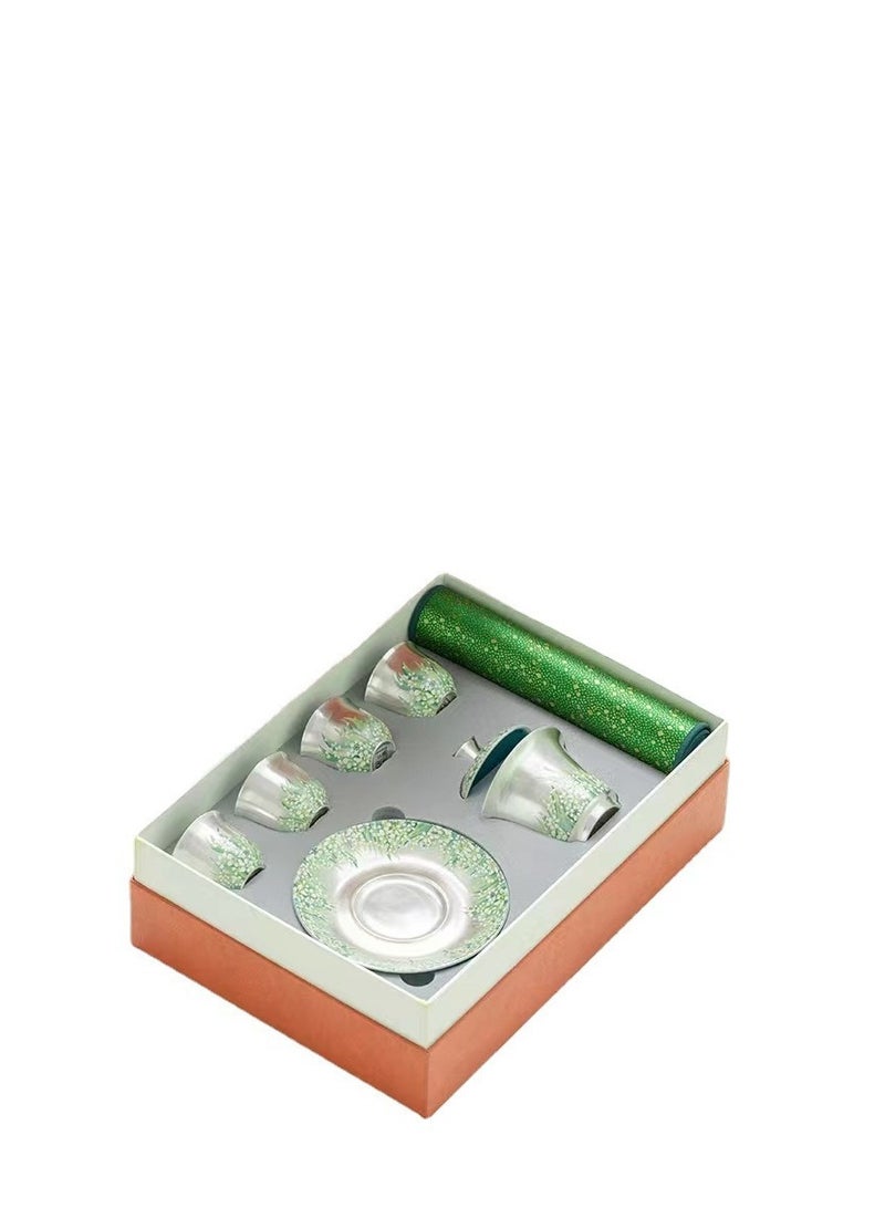 XiuWoo صندوق هدايا مجموعة شاي بعد الظهر من البورسلين مع كوب قهوة سيراميك بنمط يدوي - Image 1