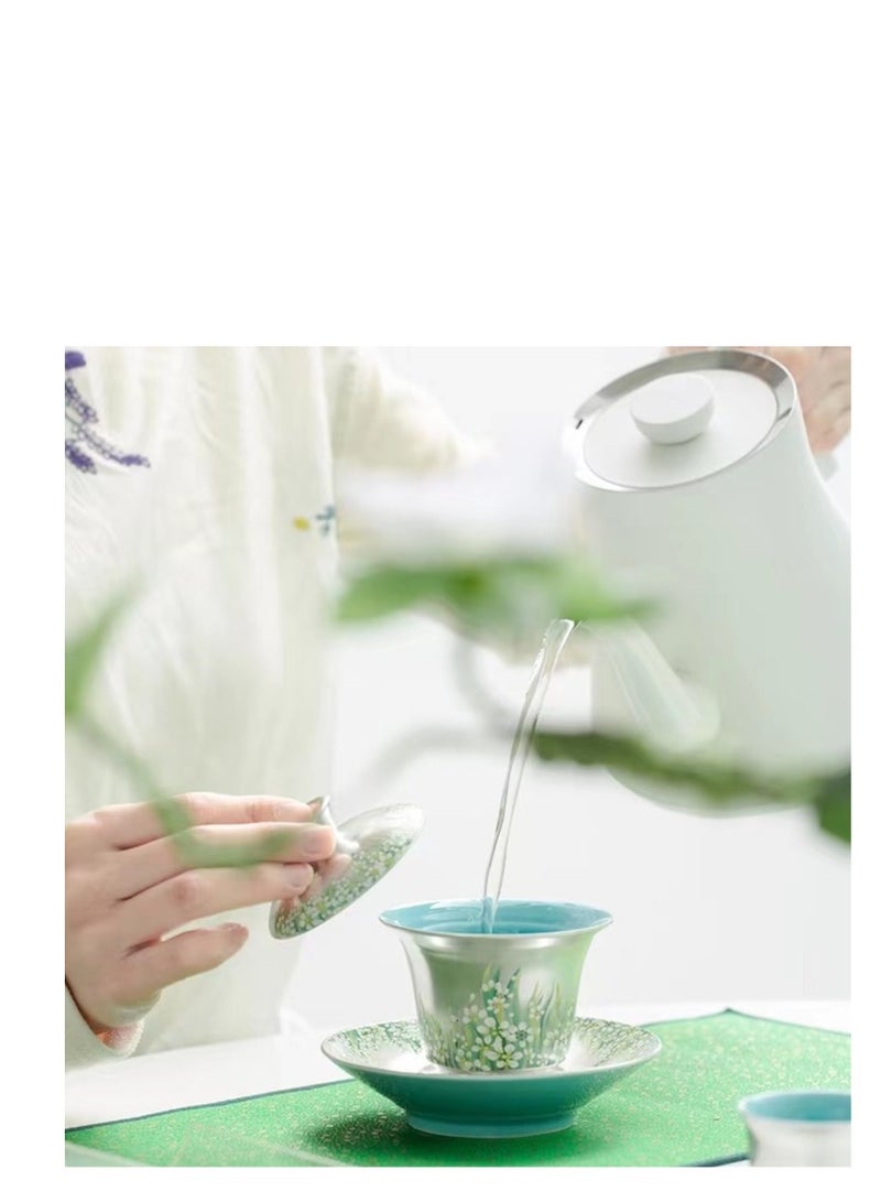 XiuWoo صندوق هدايا مجموعة شاي بعد الظهر من البورسلين مع كوب قهوة سيراميك بنمط يدوي - Image 3