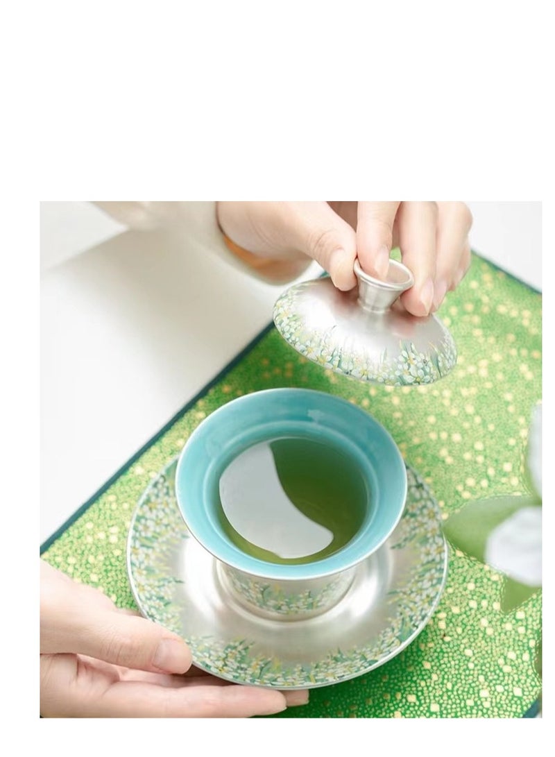 XiuWoo صندوق هدايا مجموعة شاي بعد الظهر من البورسلين مع كوب قهوة سيراميك بنمط يدوي - Image 4