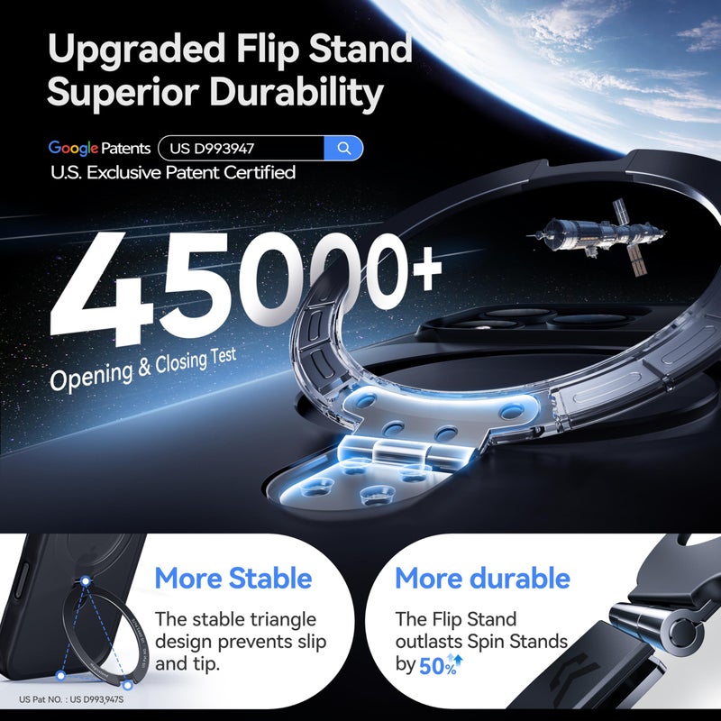 CASEKOO for iPhone 15 Pro Max Case with Magnetic Invisible Stand [Military Drop Protection] [Compatible with MagSafe] Shockproof Slim Translucent Matte Phone Case, 6.7 Inch, Black - Image 4