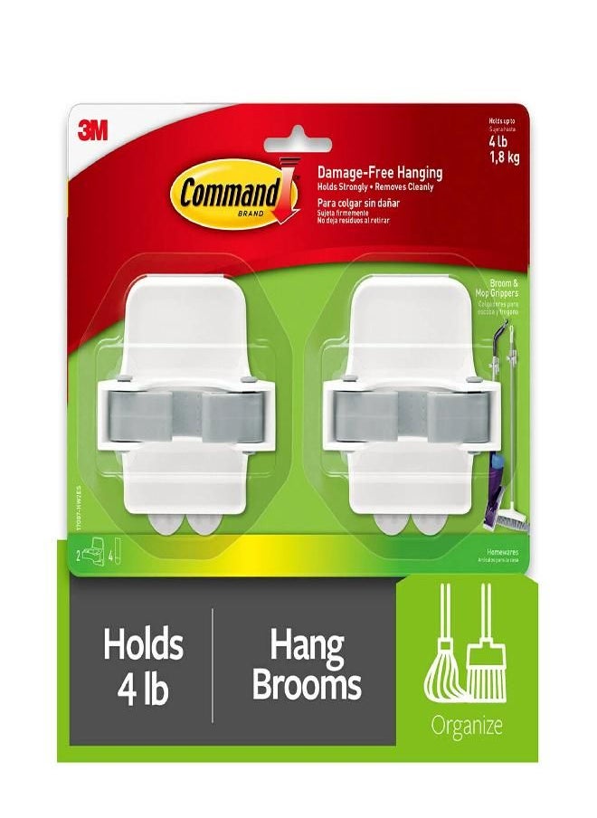 Command Command Broom and Mop Grippers, 2-Grippers, 4-Strips, Organize Damage-Free  - Image 1