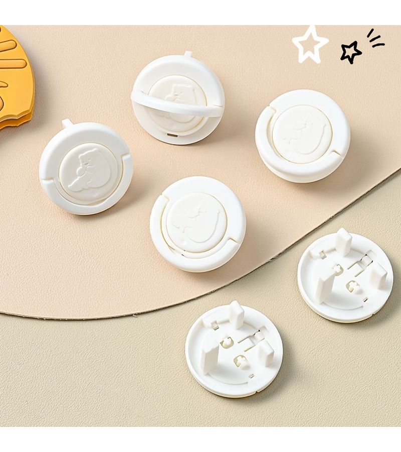 White Bear Pull Tab Child Safety Socket Covers 5pcs British Standard - Image 4