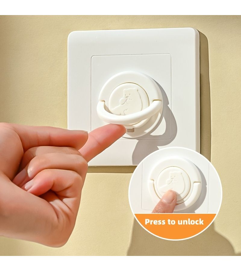 White Bear Pull Tab Child Safety Socket Covers 5pcs British Standard - Image 2