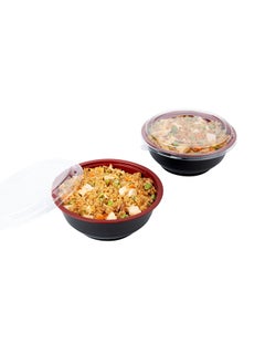 Restaurantware Restaurantware-24 Ounce Food Containers, 200 Disposable Salad Bowls - Lids Included, Microwavable, Black And Red Plastic To Go Bowls, Asian Inspired, Perfect For Picnics, Or Take Outs  - Image 5