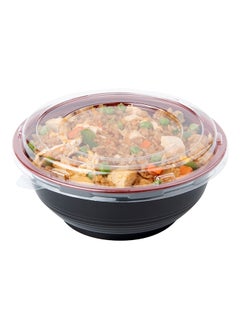 Restaurantware Restaurantware-24 Ounce Food Containers, 200 Disposable Salad Bowls - Lids Included, Microwavable, Black And Red Plastic To Go Bowls, Asian Inspired, Perfect For Picnics, Or Take Outs  - Image 2