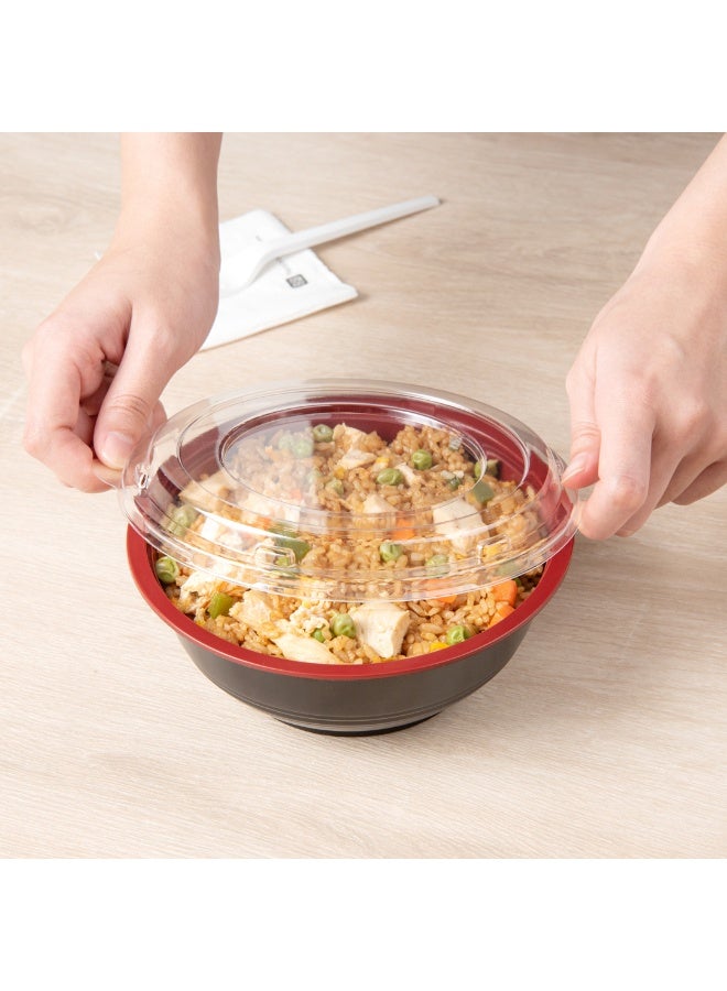 Restaurantware 24 Ounce Food Containers, 200 Disposable Salad Bowls - Lids Included, Microwavable, Black And Red Plastic To Go Bowls, Asian Inspired, Perfect For Picnics, Or Take Outs - Image 5