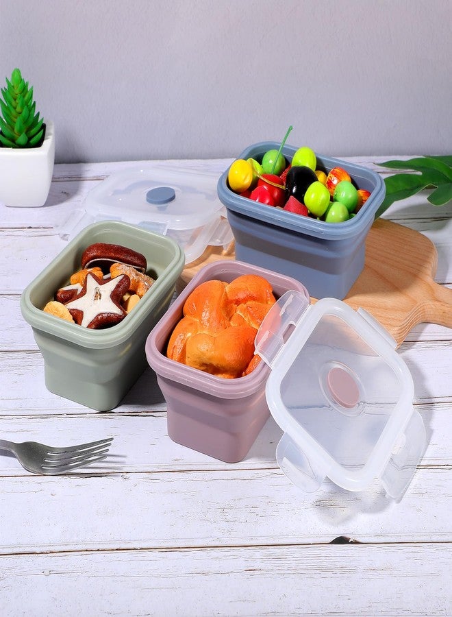 wutfuooo 6 Pcs Silicone Food Containers 11.8 oz Collapsible Storage Containers with Airtight Lids Stacking Meal Prep Lunch Leftover Food fruits Storage Foldable Box for Freezer Microwave Dishwasher Safe - Image 4