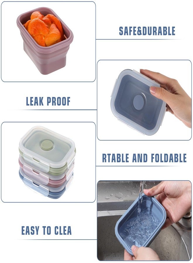 wutfuooo 6 Pcs Silicone Food Containers 11.8 oz Collapsible Storage Containers with Airtight Lids Stacking Meal Prep Lunch Leftover Food fruits Storage Foldable Box for Freezer Microwave Dishwasher Safe - Image 2