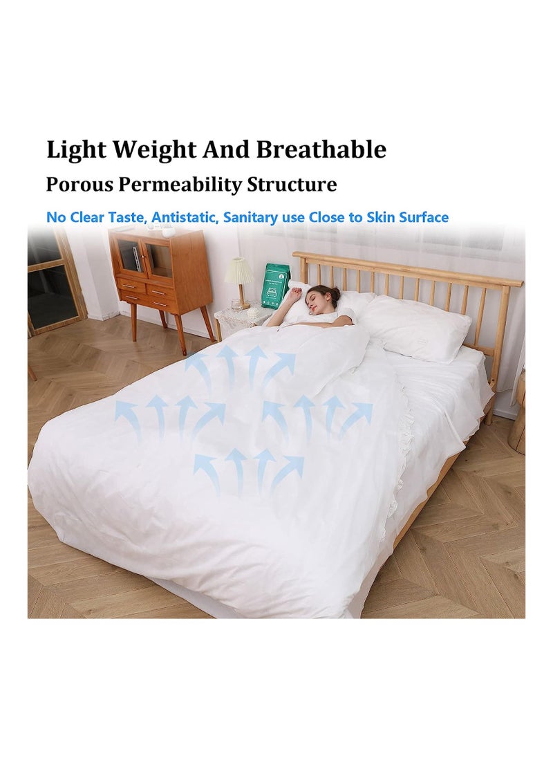 Eworld 4 PCS Breathable and Lightweight Disposable Bed Sheet Set, Ultimate Travel Bedding Set with 1 Quilt Cover, 1 Sheet, and 2 Pillowcases, Perfect for Travel, Business Trips, Spa, and Hotel Stays White  - Image 3