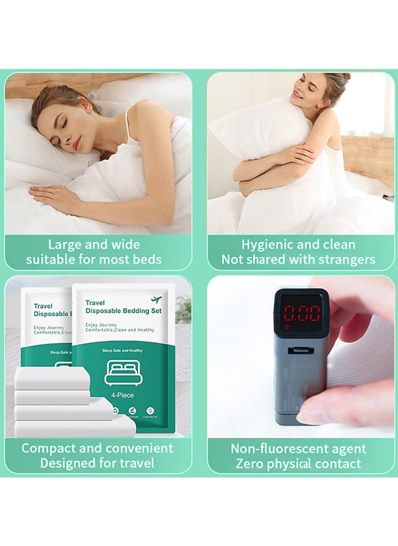 Eworld - 4 PCS Breathable and Lightweight Disposable Bed Sheet Set, Ultimate Travel Bedding Set with 1 Quilt Cover, 1 Sheet, and 2 Pillowcases, Perfect for Travel, Business Trips, Spa, and Hotel Stays White - Image 1