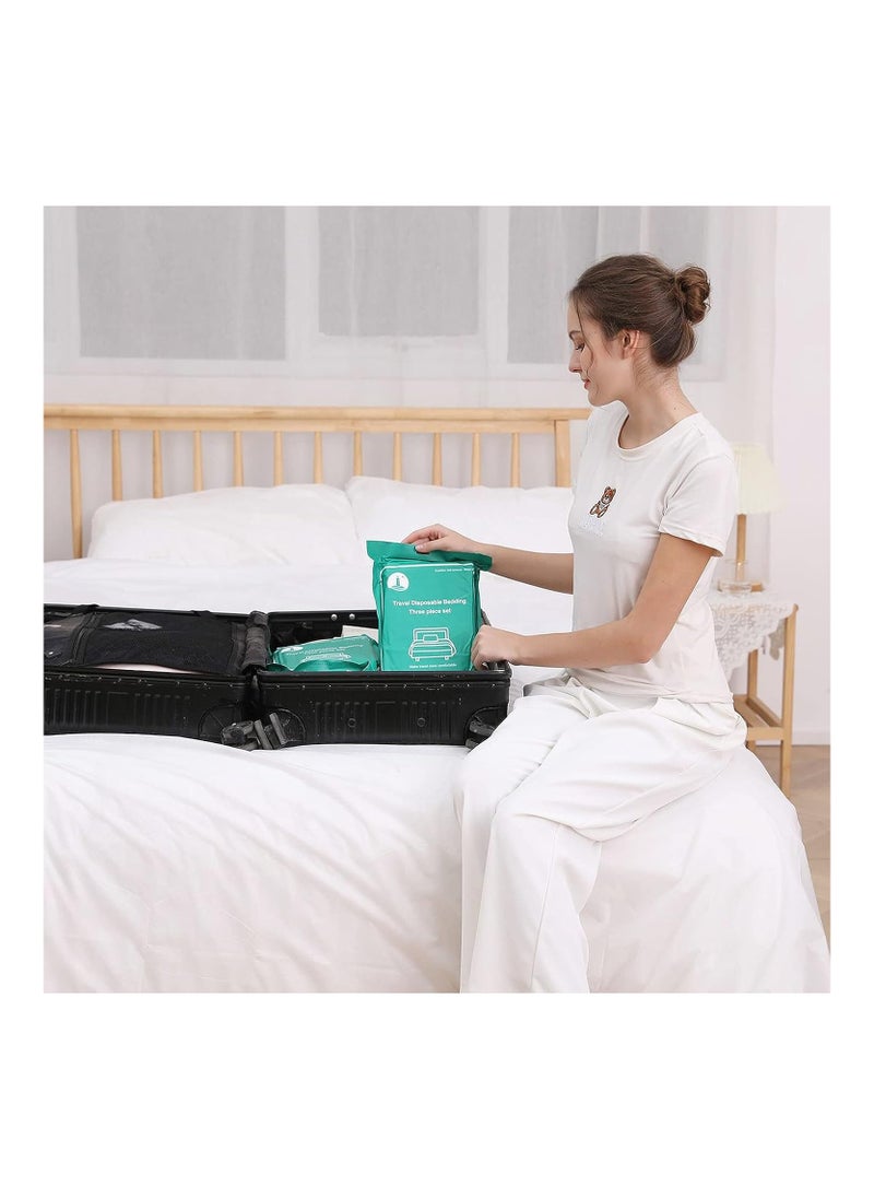 Eworld - 4 PCS Breathable and Lightweight Disposable Bed Sheet Set, Ultimate Travel Bedding Set with 1 Quilt Cover, 1 Sheet, and 2 Pillowcases, Perfect for Travel, Business Trips, Spa, and Hotel Stays White - Image 1