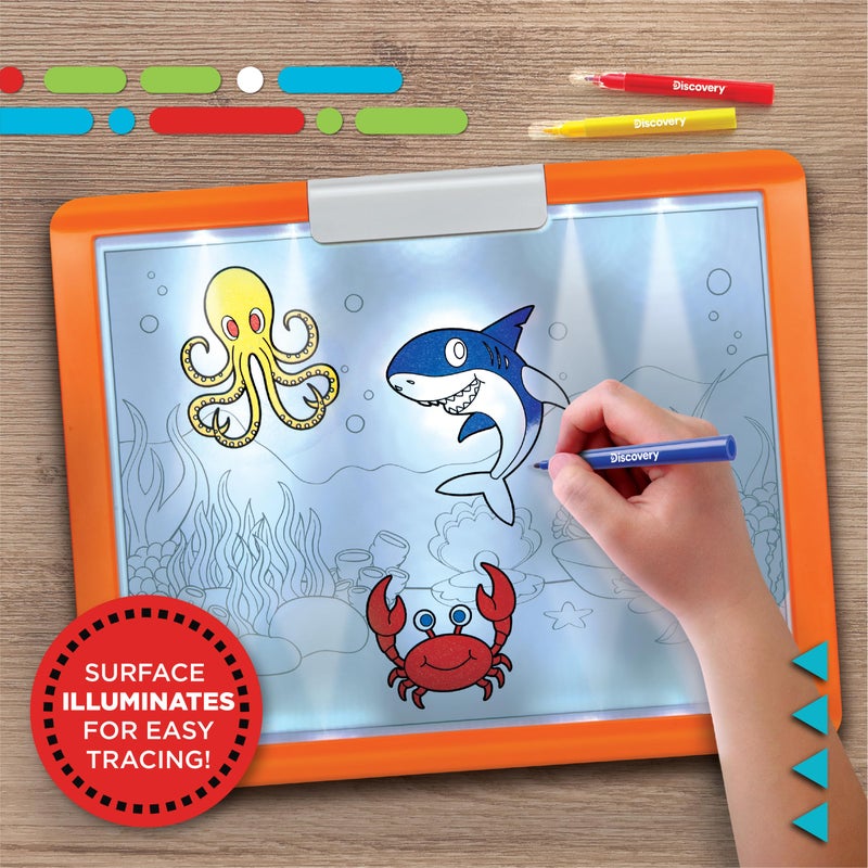 Discovery LED Tracing Tablet, 26-Piece Set with Washable Markers, Tracing & Template Sheets, Battery Powered Doodle Activity Lightboard, Kids Drawing & Sketching Portable Travel Art Set, Toy Gift - Image 2