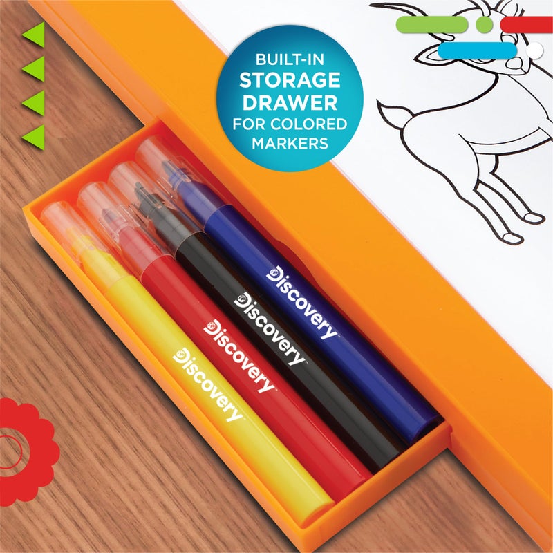 Discovery LED Tracing Tablet, 26-Piece Set with Washable Markers, Tracing & Template Sheets, Battery Powered Doodle Activity Lightboard, Kids Drawing & Sketching Portable Travel Art Set, Toy Gift - Image 5