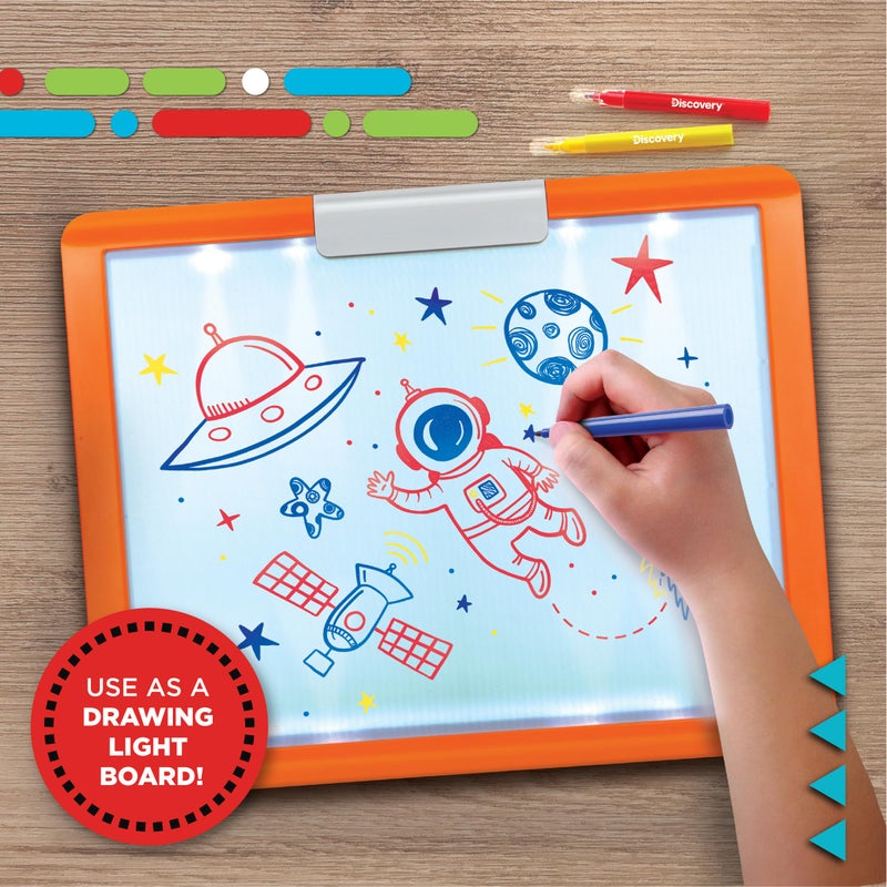 Discovery LED Tracing Tablet, 26-Piece Set with Washable Markers, Tracing & Template Sheets, Battery Powered Doodle Activity Lightboard, Kids Drawing & Sketching Portable Travel Art Set, Toy Gift - Image 4