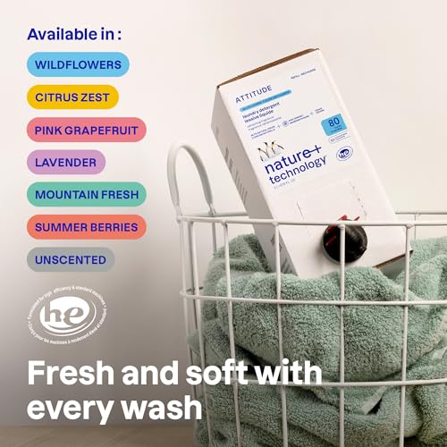 ATTITUDE Liquid Laundry Detergent Refill, EWG Verified, HE Compatible, Plant-Based & Vegan, Natural Laundry Soap, Wildflowers Scent, 80 Loads, 67.6 Fl Oz - Image 2