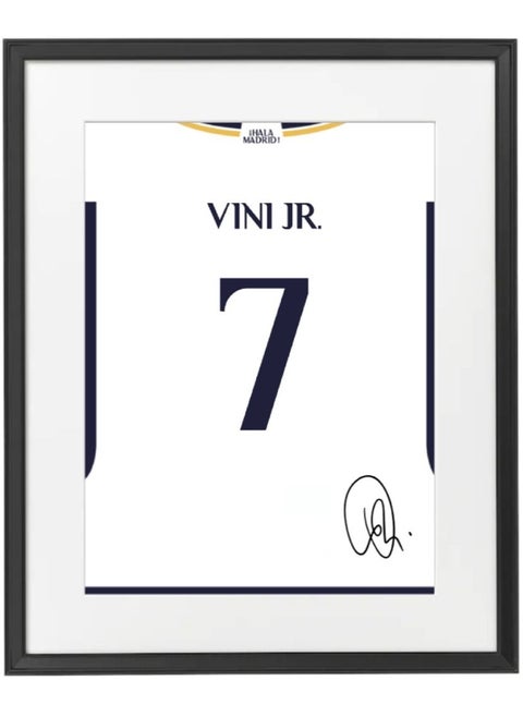 Vini Jr. Real Madrid 2023-24 Autographed Jersey Poster with Frame 50x40cm