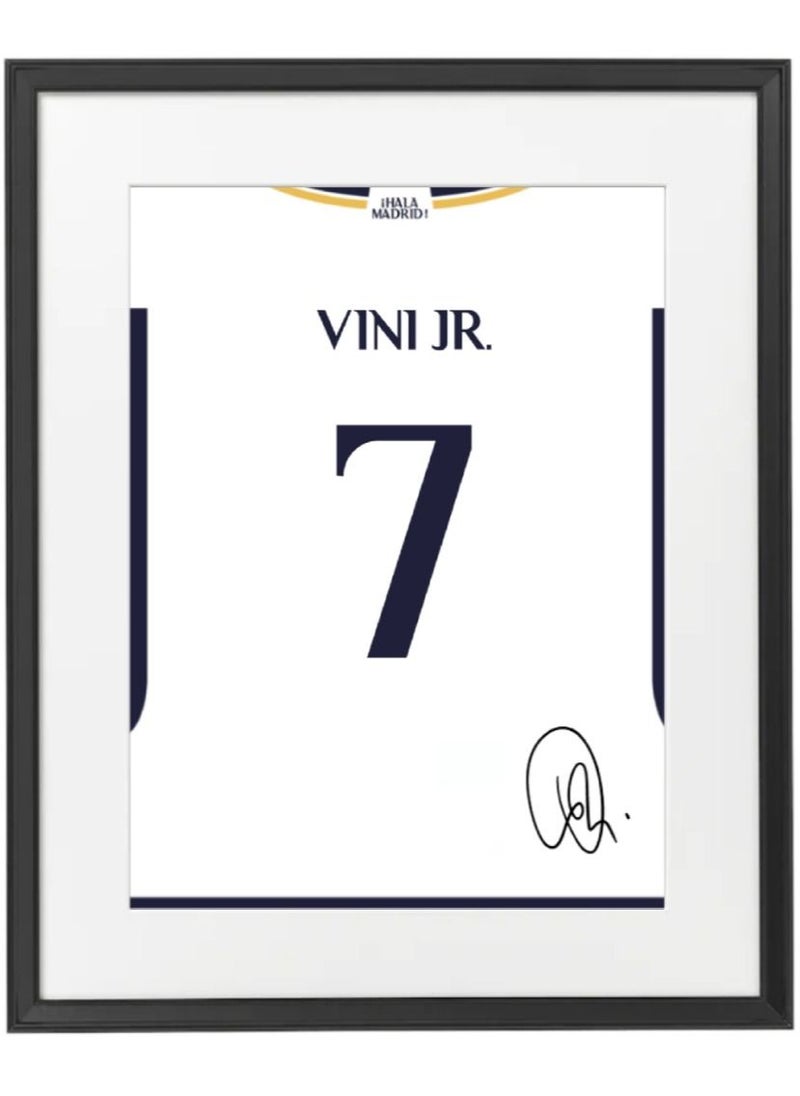 Vini Jr. Real Madrid 2023-24 Autographed Jersey Poster with Frame 50x40cm