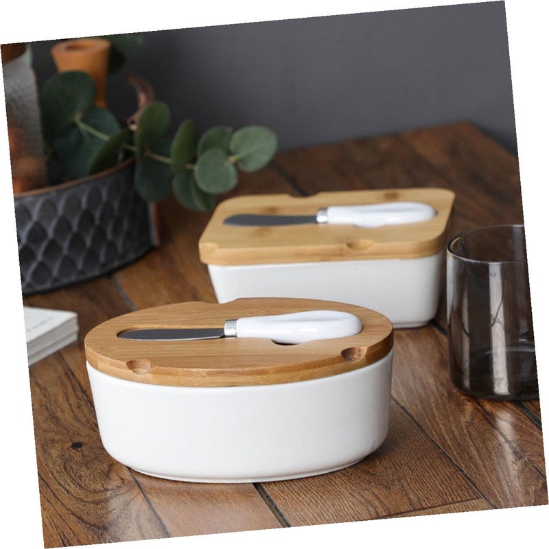 Ceramic Butter Dish With Lid Slicer And Cheese Keeper In Nordic Style - Image 5