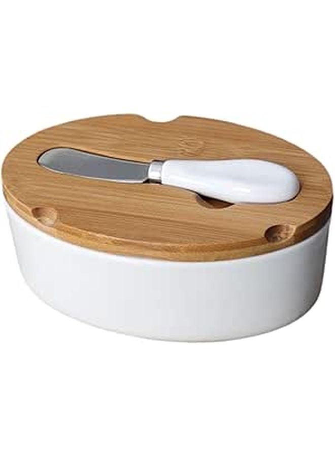 Ceramic Butter Dish With Lid Slicer And Cheese Keeper In Nordic Style - Image 1