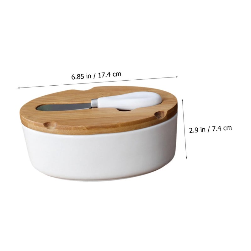 Ceramic Butter Dish With Lid Slicer And Cheese Keeper In Nordic Style - Image 3