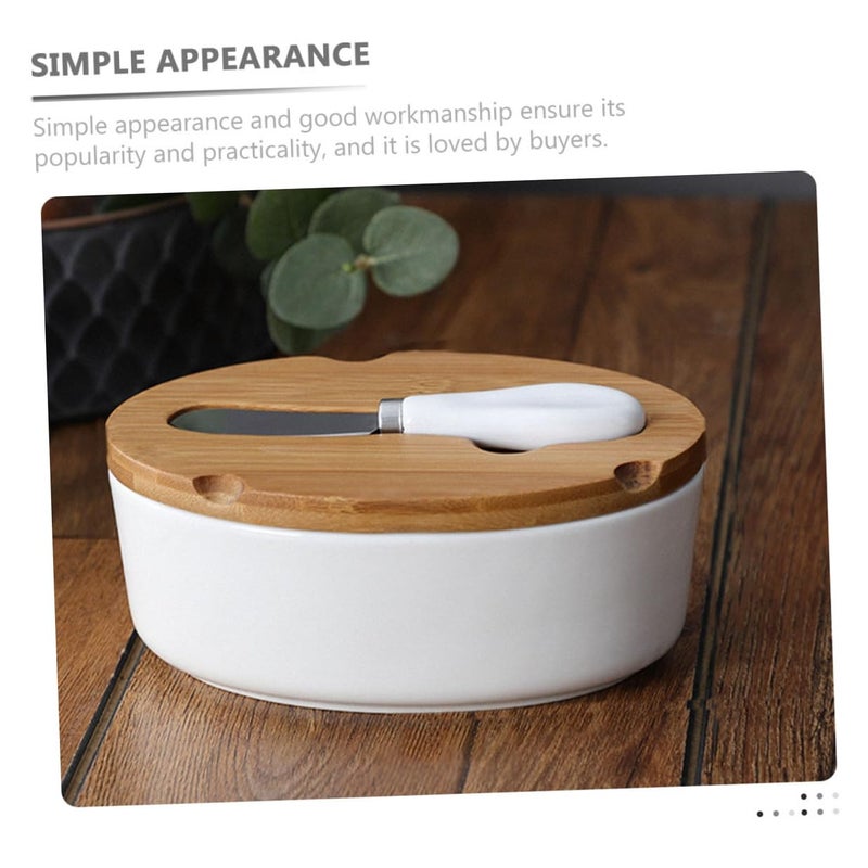 Ceramic Butter Dish With Lid Slicer And Cheese Keeper In Nordic Style - Image 4