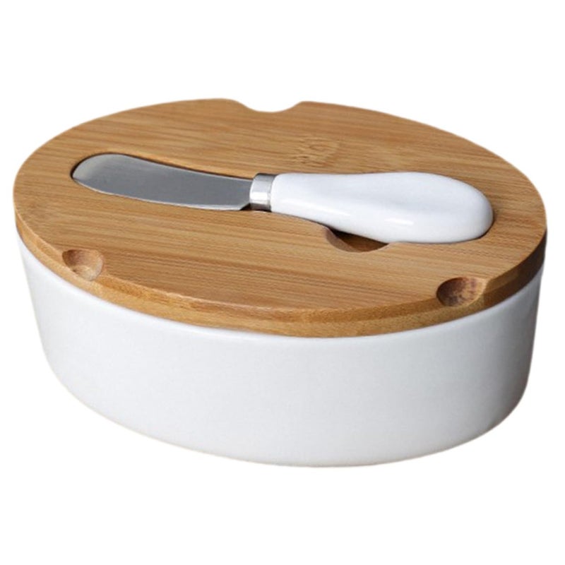 Ceramic Butter Dish With Lid Slicer And Cheese Keeper In Nordic Style - Image 2