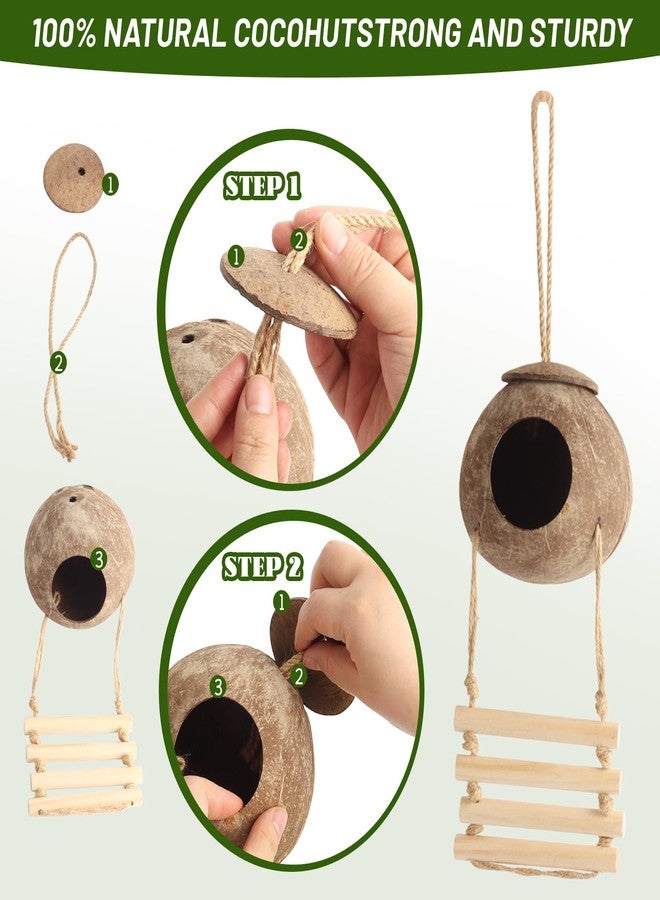 StyEdEk Reptile Plants Bridge Vines Leopard Gecko Coconut Hut Crested Gecko Tank Accessories Lizard Coco Den with Ladder for Lizard, Chameleon Cage, Snakes, Hermit Crab - Image 3