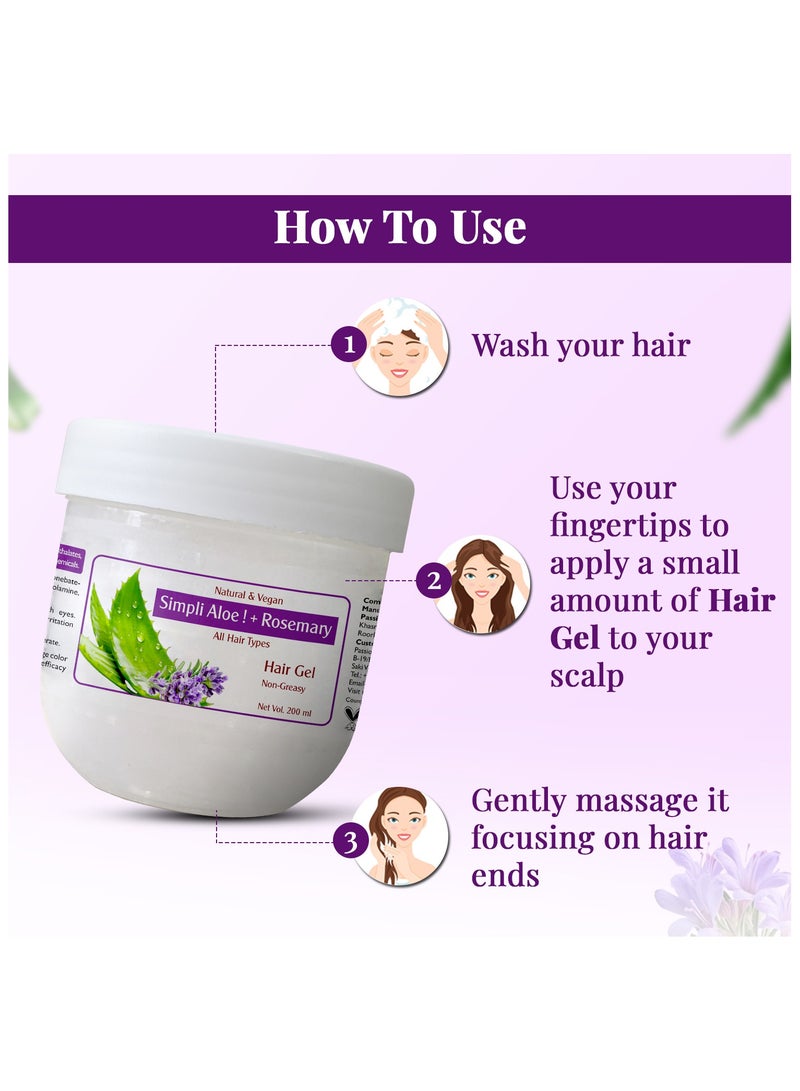 Passion Indulge Simpli Aloe + Rosemary Hair Gel | Natural, Vegan Styling Gel for All Hair Types | Non-Greasy, Nourishing Formula with Frizz Control | 100% Herbal | 200 ml - Image 4