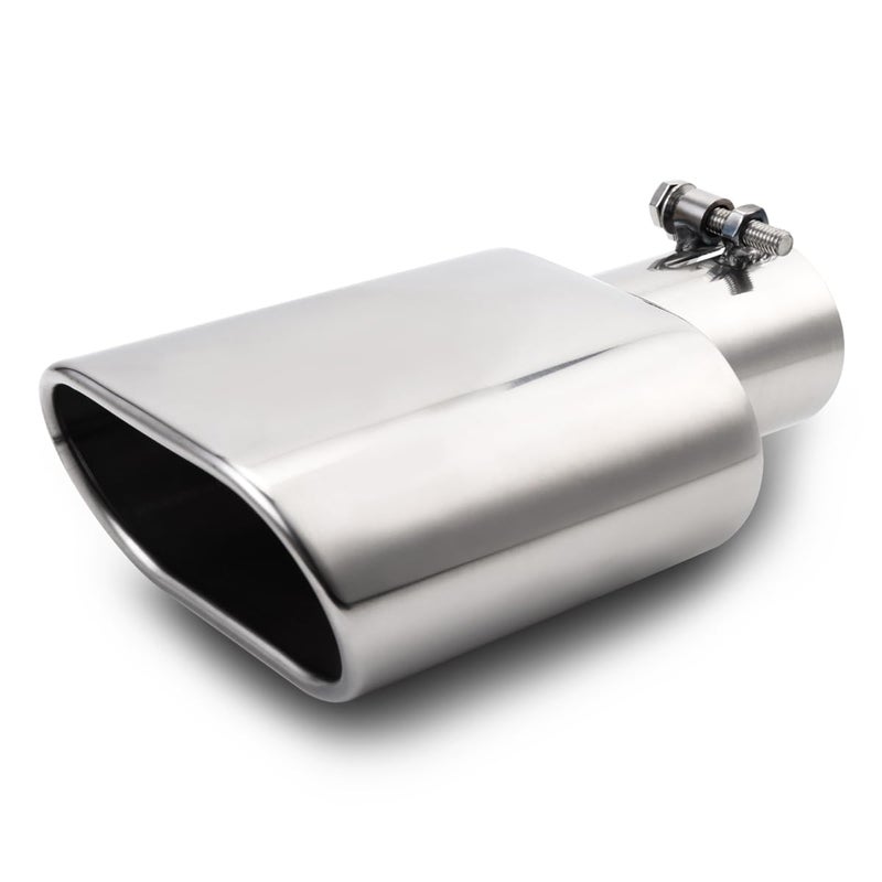 A-KARCK Rectangle Exhaust Tip 2.5" Inlet, Polished Square Exhaust Tailpipe Tip 3" x 5.5" Outlet 9.5" Long, Bolt on Design Easy Installation - Image 1