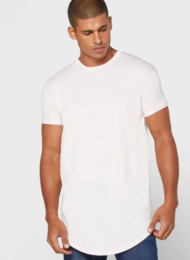 TOPMAN Curved Hem Crew Neck T-Shirt