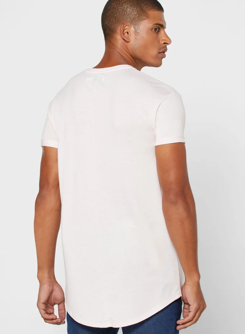 TOPMAN Curved Hem Crew Neck T-Shirt