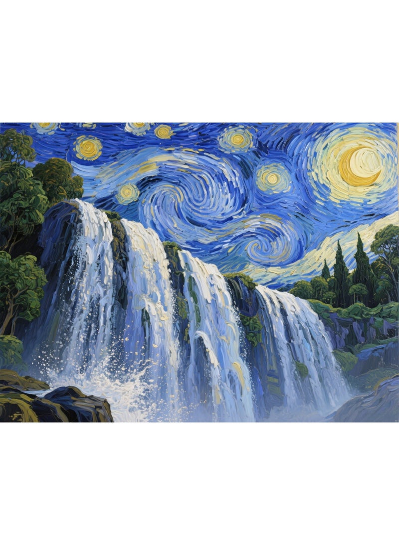 1000 pieces of Van Gogh style puzzle, star moon night theme puzzle, creative design patterns, rich and colorful artistic experience, puzzle leisure, suitable for adults and children - Image 1
