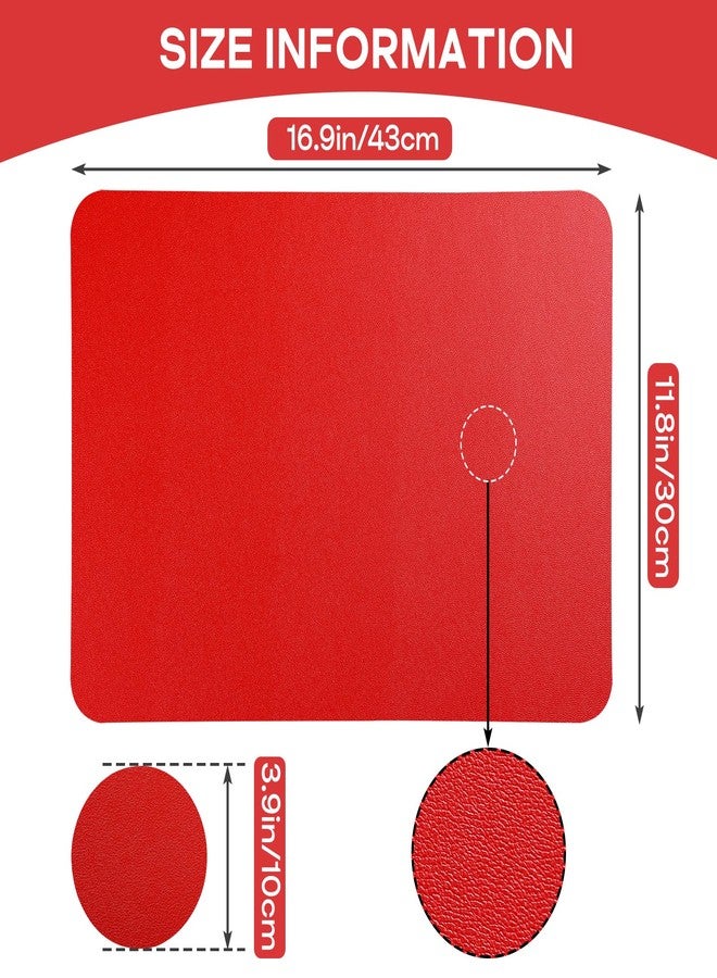 APLKER Vinyl Placemats Set of 6, Waterproof Faux Leather Heat Resistant Kitchen Place Mats, Wipeable Dining Table Place Mats and Coasters for Kitchen, Dining, Decor, Outdoor, (Bright Red) - Image 2