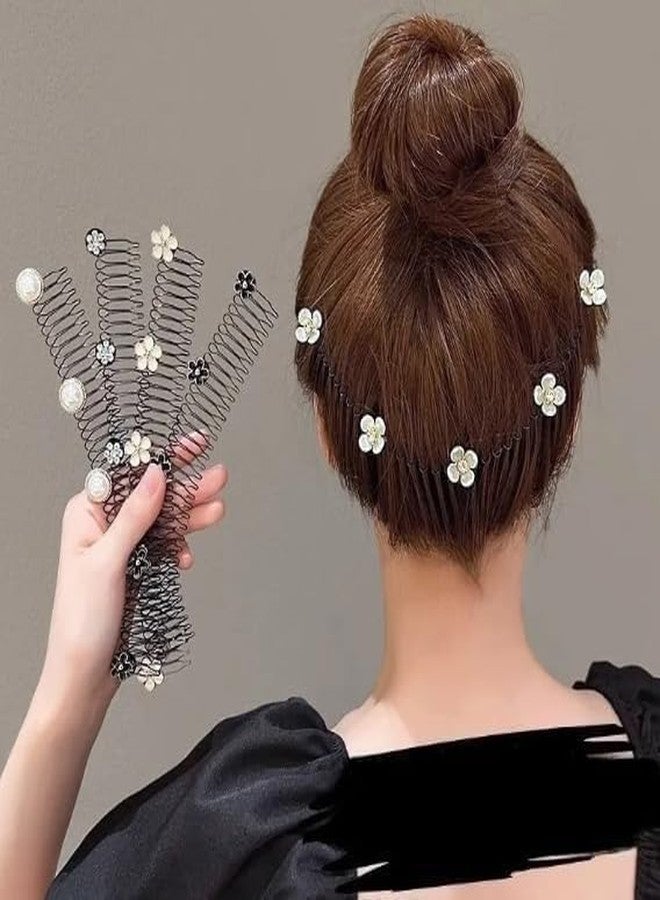 ATOOZED Stretchable Invisible Flower Hair Clip U Shape Hair Finishing Comb Elastic Hair Holder for Women Girls Flexible Styling Tool for Bun Ponytail Easy Fixer 1 Piece - Image 2