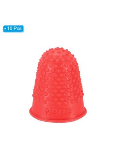 PATIKIL 0.67x0.98 Inch Rubber Finger Tips, 10 Pack Silicone Thumb Fingertip Protector Covers Guard Pads Thimble Grips for Office Counting Sewing, Red XS Size  - Image 3