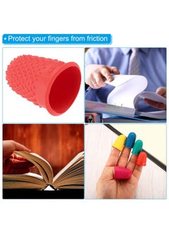 PATIKIL 0.67x0.98 Inch Rubber Finger Tips, 10 Pack Silicone Thumb Fingertip Protector Covers Guard Pads Thimble Grips for Office Counting Sewing, Red XS Size  - Image 5