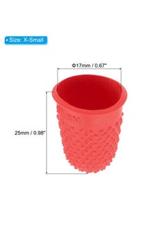 PATIKIL 0.67x0.98 Inch Rubber Finger Tips, 10 Pack Silicone Thumb Fingertip Protector Covers Guard Pads Thimble Grips for Office Counting Sewing, Red XS Size  - Image 2