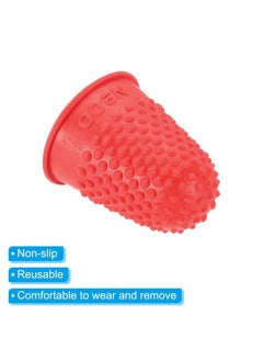 PATIKIL 0.67x0.98 Inch Rubber Finger Tips, 10 Pack Silicone Thumb Fingertip Protector Covers Guard Pads Thimble Grips for Office Counting Sewing, Red XS Size  - Image 4