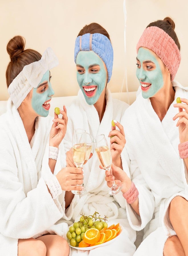 DiyJibb طقم ربطات شعر ديي جيب مكون من 9 قطع لغسل الوجه، طقم ربطات شعر للعناية بالبشرة، ربطات شعر للوجه للنساء والفتيات المراهقات لغسل الوجه، المكياج، الرياضة، اليوغا (مشمشي + أزرق + برتقالي وردي) - Image 3