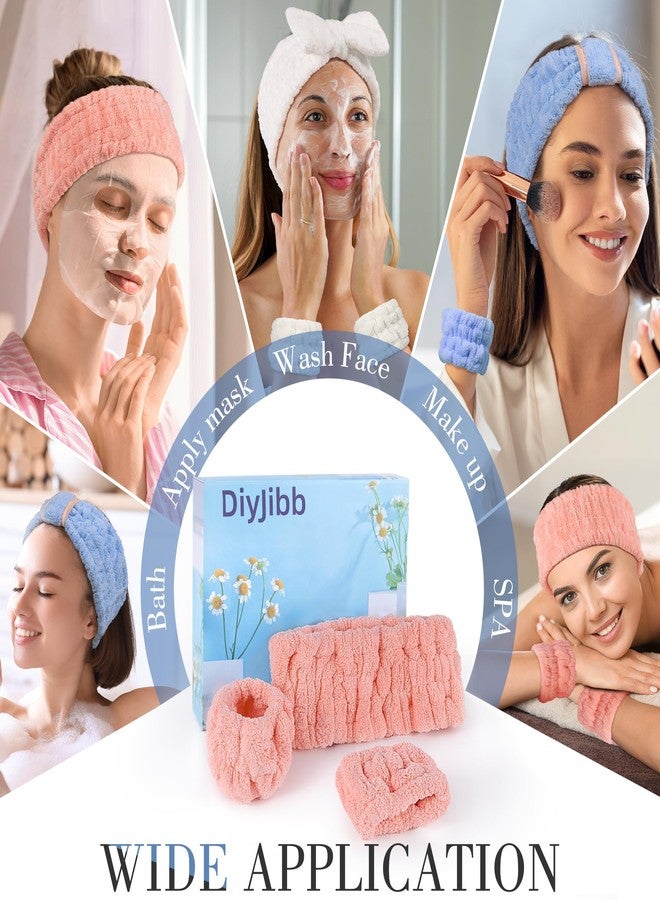 DiyJibb طقم ربطات شعر ديي جيب مكون من 9 قطع لغسل الوجه، طقم ربطات شعر للعناية بالبشرة، ربطات شعر للوجه للنساء والفتيات المراهقات لغسل الوجه، المكياج، الرياضة، اليوغا (مشمشي + أزرق + برتقالي وردي) - Image 4