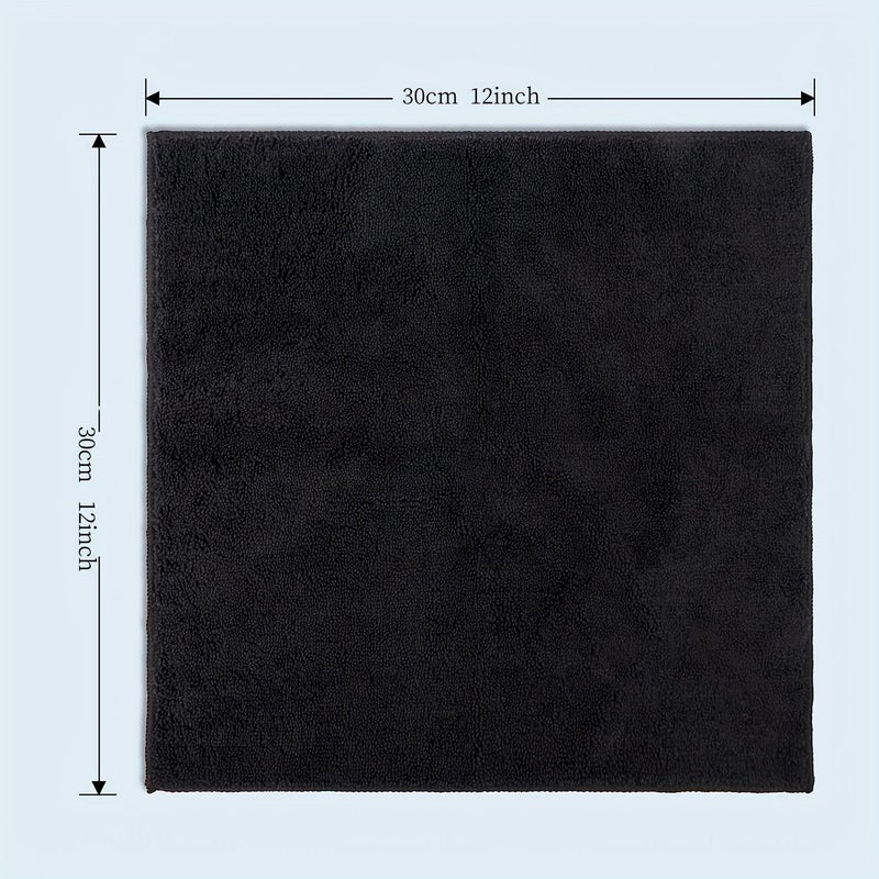 Ultra Soft Reusable 6pcs Microfiber Face Towels Makeup Remover Cloths 12x12 Inches Black - Image 4