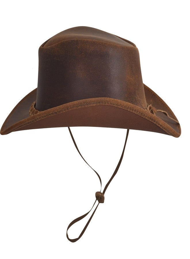Strength Zones Leather Cowboy Hat for Men Women Lightweight Handcrafted Western Shapeable Wide Brim | Western Hats for Men (US, Alpha, Large, Reddish Gut) - Image 4