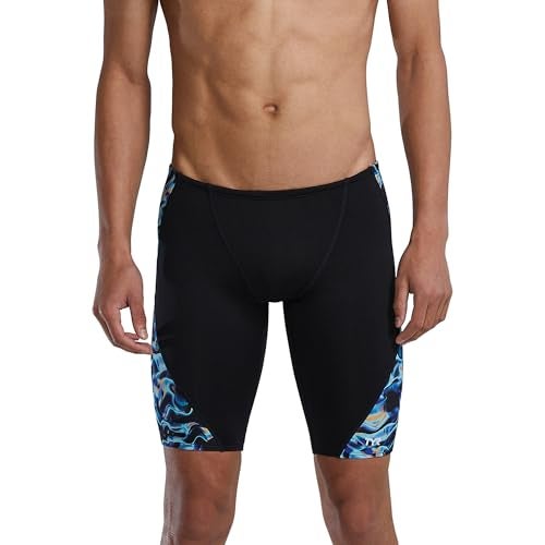 TYR Men's Durafast Elite Blade Splice Jammer Swimsuit, Blue/Energia, 28 - Image 1