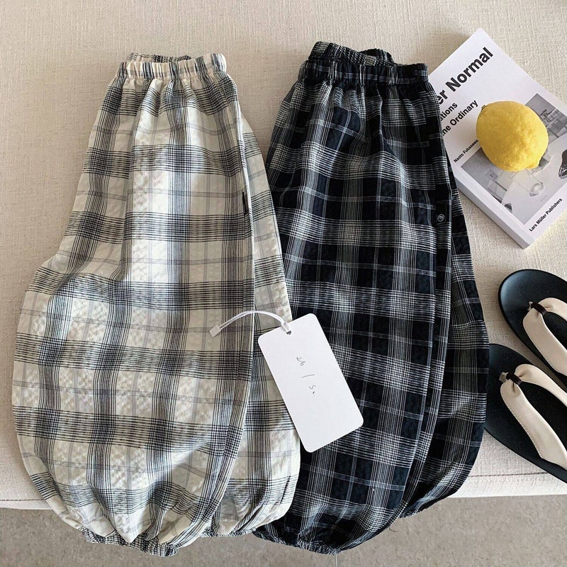 Kids Plaid Lantern Pants Summer Mosquito-Repellent Loose Trousers - Image 2