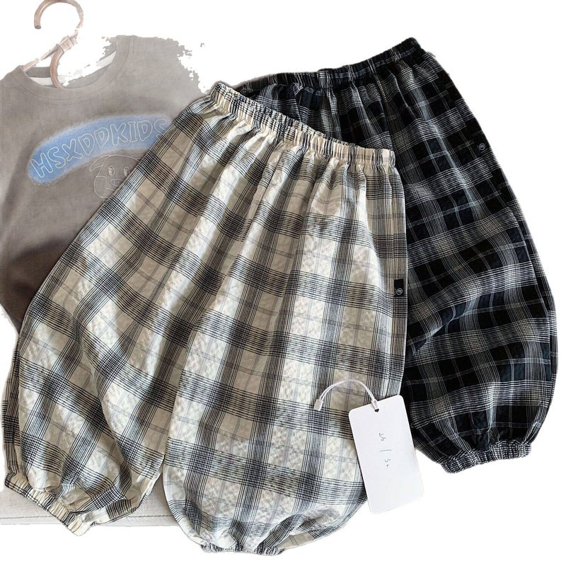 Kids Plaid Lantern Pants Summer Mosquito-Repellent Loose Trousers - Image 5