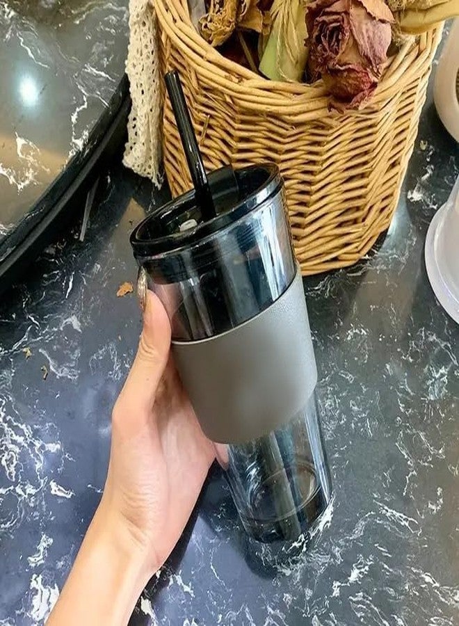 KRIVAZ Stainless Steel Insulated Tumbler with Lid & Straw, 100% Leakproof Double Wall Tumblers with Handle, Hot & Cold Drink Sipper for Office,Gym & Outdoors 1200ml Tumbler (Candy + Black Mugs) - Image 4