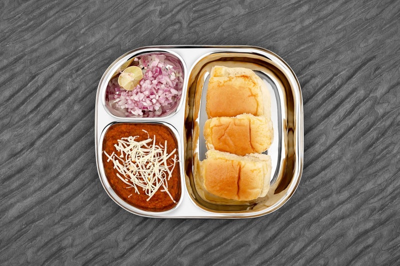 Vinod Stainless Steel 3-Compartment Plate/Heavy Guage Pav Bhaji Plate/Idli Sambhar Breakfast Plate/Stainless Steel Plates for Lunch/Dinner, Set of 01 - Image 4