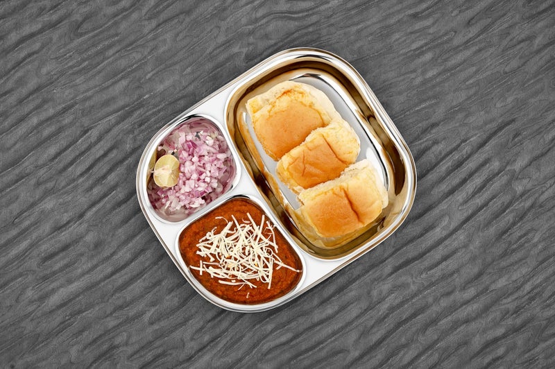 Vinod Stainless Steel 3-Compartment Plate/Heavy Guage Pav Bhaji Plate/Idli Sambhar Breakfast Plate/Stainless Steel Plates for Lunch/Dinner, Set of 01 - Image 3
