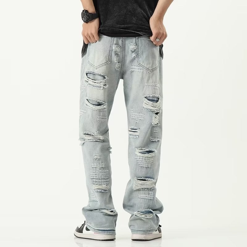 جينز ميكرو-فليرد بتصميم أمريكي ريترو للرجال والنساء، فضفاض، عصري، مناسب للشارع، بنطال طويل أنيق - Image 5